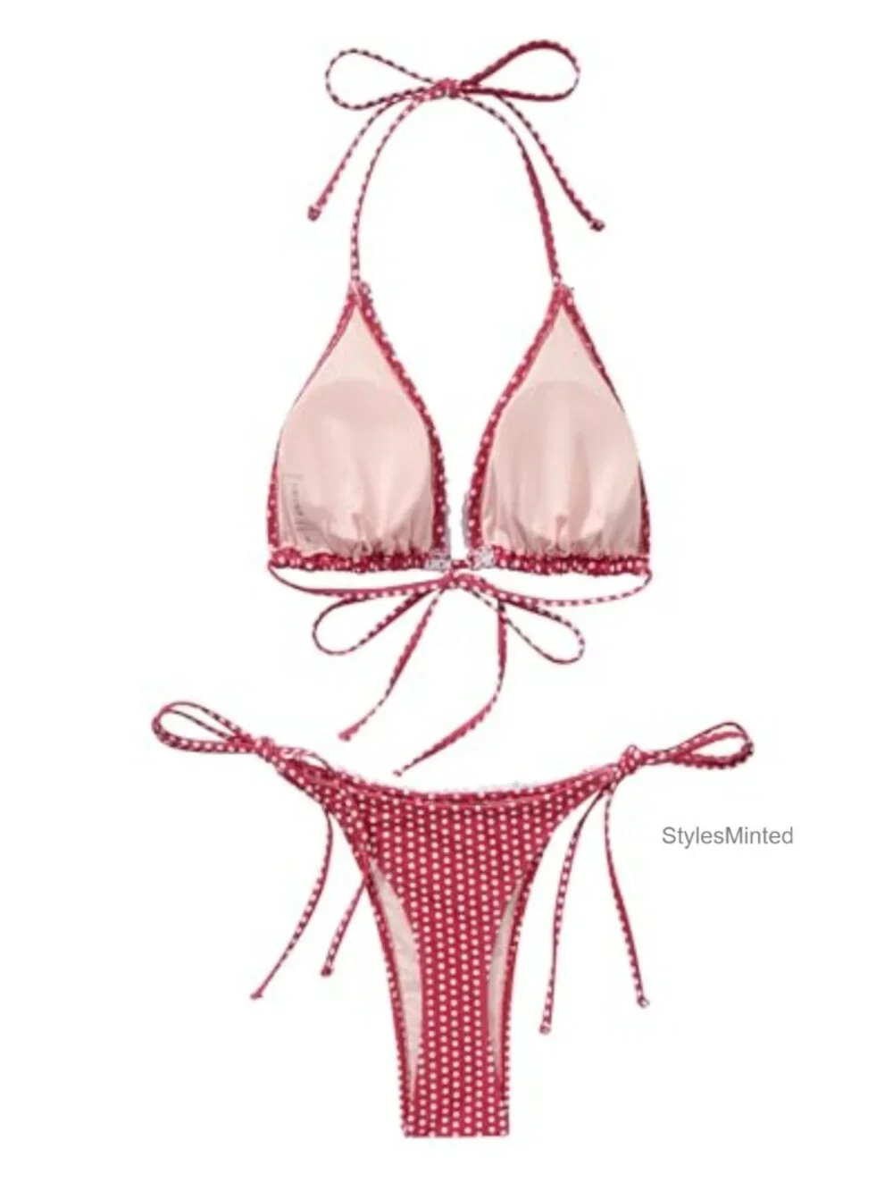Women Ruffle Thong Bikini Set Halter Triangle 2 Piece Swimsuit Adjustable Straps